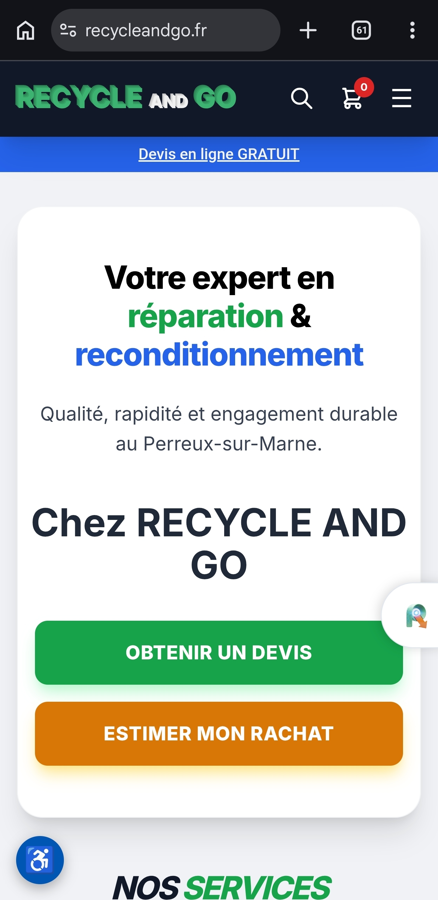 Recycle and Go Application Mobile Accueil